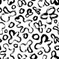Seamless pattern with abstract amorphous shapes and circles. Vector grunge geometric texture.